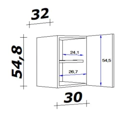 Oberschrank MEGGIE 30 x 54 x 32 cm weiß