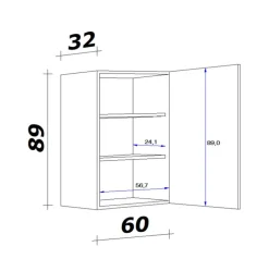 Oberschrank MEGGIE 60 x 89 x 32 cm weiß