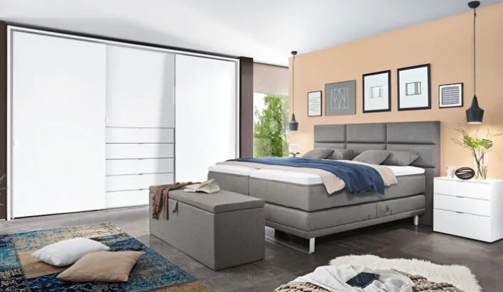 Ole Gunderson Boxspringbett JUWEL XXL EL 180 x 200 cm dunkelgrau