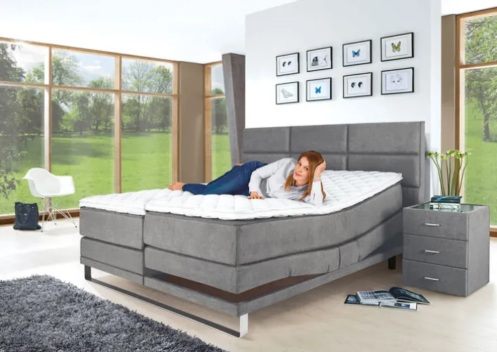 Ole Gunderson Boxspringbett JUWEL XXL EL 180 x 200 cm dunkelgrau