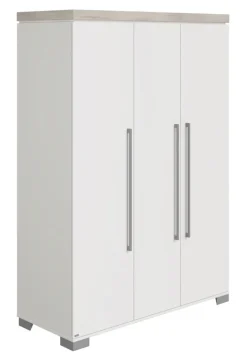 PAIDI Kleiderschrank KIRA 3-türig Kreideweiß/ Eiche-Nautik