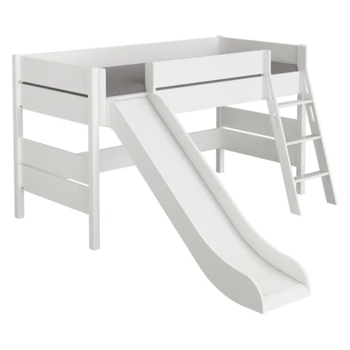 PAIDI Spielbett TIAGO mit Rutsche und Leiter weiß