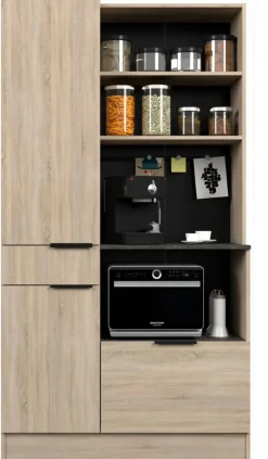 Parisot Buffet-Schrank Fumay 100 x 186 cm Eiche Dekor/ schwarz