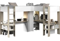 Parisot Eck-Hochbett ALEX braun/ weiß