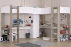 Parisot Eck-Hochbett ALEX braun/ weiß