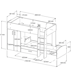 Parisot Etagenbett STIM 2 braun/grau