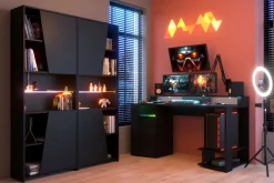 Parisot Gamertisch und Regale mit LED Beleuchtung schwarz
