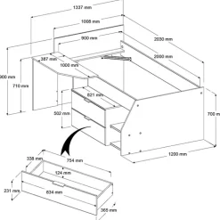 Parisot Halbhohes Hochbett MILKY 1 weiß / grau
