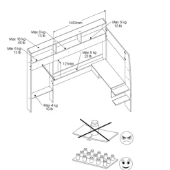 Parisot Hochbett SHELTER 11 braun/ weiß
