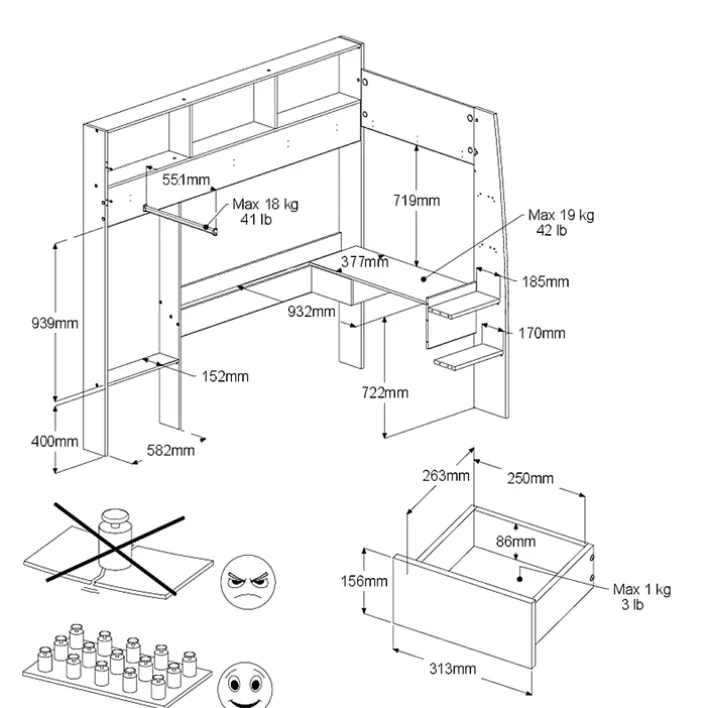Parisot Hochbett SHELTER 11 braun/ weiß