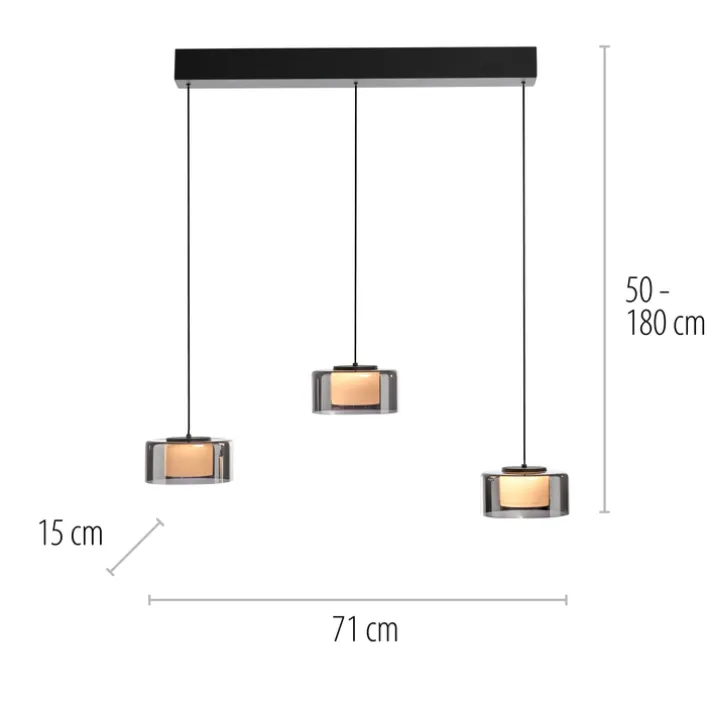 Paul Neuhaus LED Balkenpendel RIKA 3-flg cm schwarz