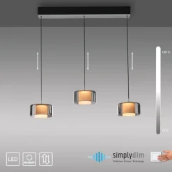 Paul Neuhaus LED Balkenpendel RIKA 3-flg cm schwarz