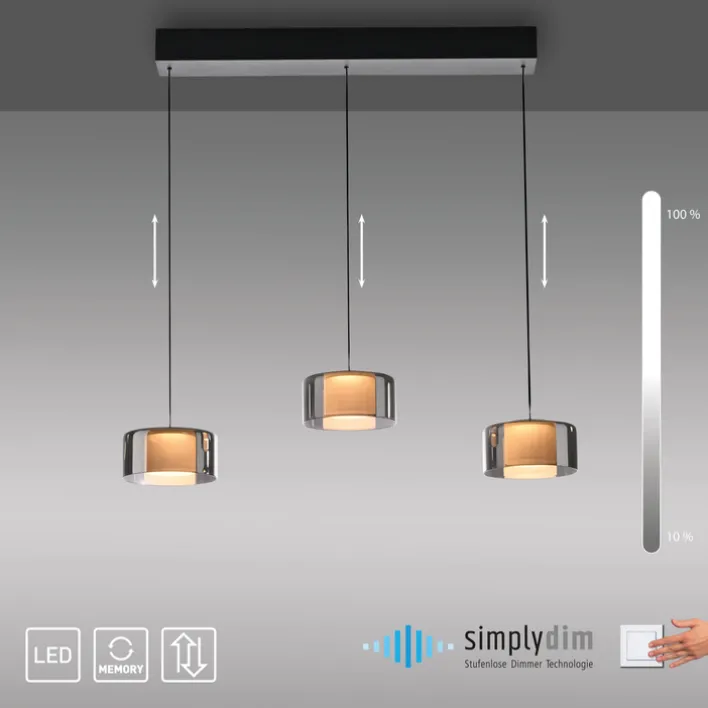 Paul Neuhaus LED Balkenpendel RIKA 3-flg cm schwarz