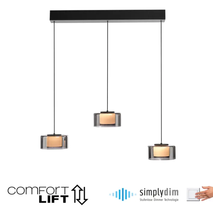 Paul Neuhaus LED Balkenpendel RIKA 3-flg cm schwarz