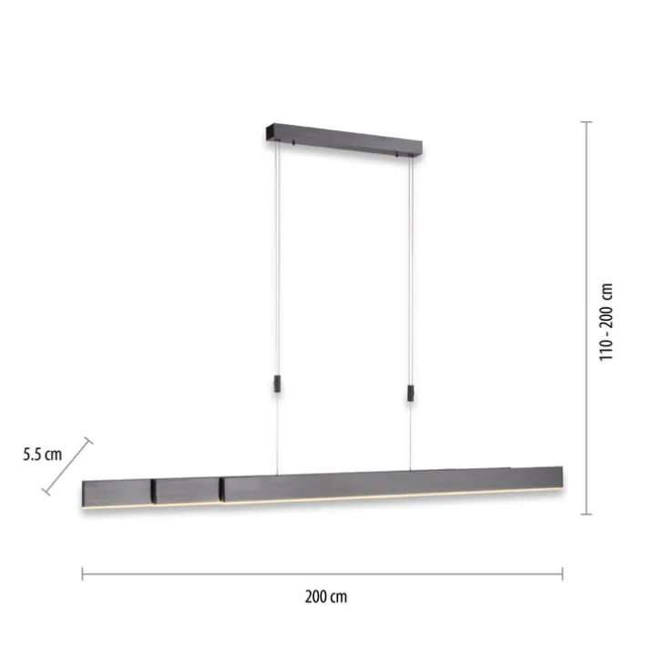 Paul Neuhaus LED Balkenpendel PURE-MOTO grau eloxiert