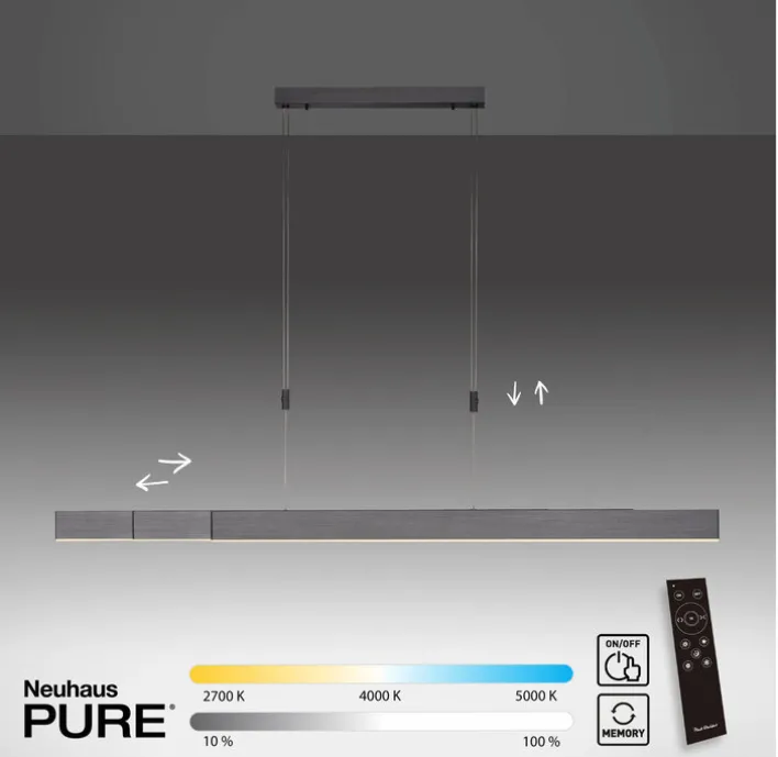 Paul Neuhaus LED Balkenpendel PURE-MOTO grau eloxiert