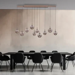 Paul Neuhaus LED Balkenpendel PURE E-INFINITY Glas Aluminium 198 x 35 x 180 cm Broncefarbig/Rauchfarbig