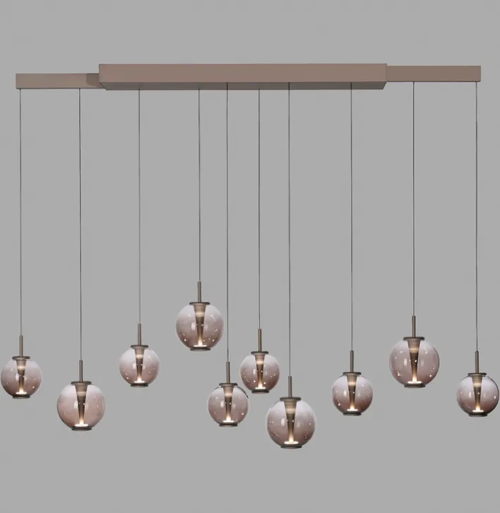 Paul Neuhaus LED Balkenpendel PURE E-INFINITY Glas Aluminium 198 x 35 x 180 cm Broncefarbig/Rauchfarbig