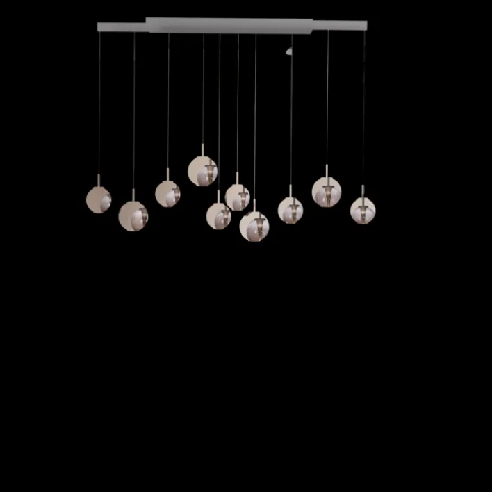 Paul Neuhaus LED Balkenpendel PURE E-INFINITY Glas Aluminium 198 x 35 x 180 cm Broncefarbig/Rauchfarbig