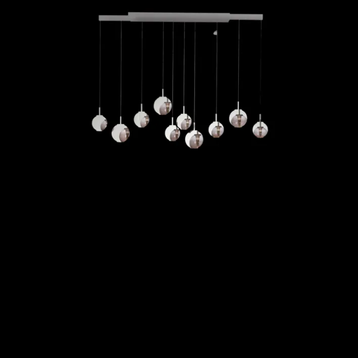 Paul Neuhaus LED Balkenpendel PURE E-INFINITY Glas Aluminium 198 x 35 x 180 cm Broncefarbig/Rauchfarbig