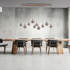 Paul Neuhaus LED Balkenpendel PURE E-INFINITY Glas Aluminium 198 x 35 x 180 cm Broncefarbig/Rauchfarbig