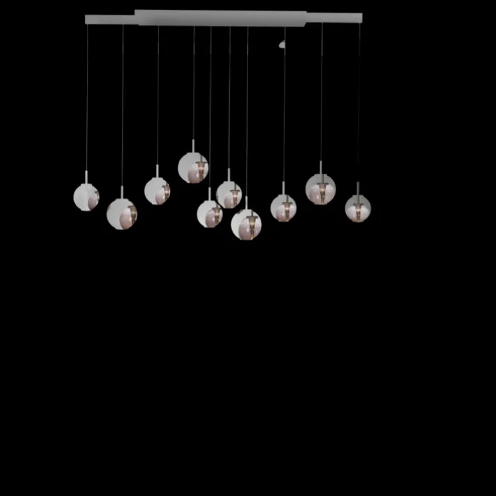 Paul Neuhaus LED Balkenpendel PURE E-INFINITY Glas Aluminium 198 x 35 x 180 cm Broncefarbig/Rauchfarbig