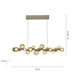 Paul Neuhaus LED Pendelleuchte E-POPUP 120 cm messingfarbig/braun
