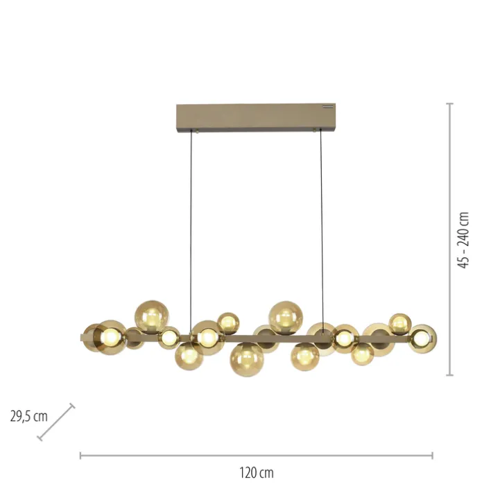 Paul Neuhaus LED Pendelleuchte E-POPUP 120 cm messingfarbig/braun
