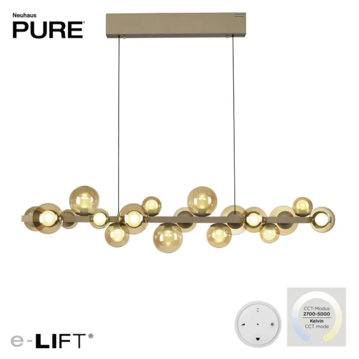 Paul Neuhaus LED Pendelleuchte E-POPUP 120 cm messingfarbig/braun