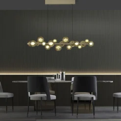 Paul Neuhaus LED Pendelleuchte E-POPUP 120 cm messingfarbig/braun