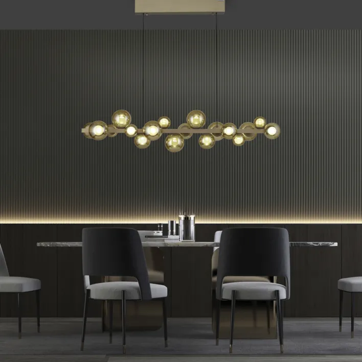 Paul Neuhaus LED Pendelleuchte E-POPUP 120 cm messingfarbig/braun