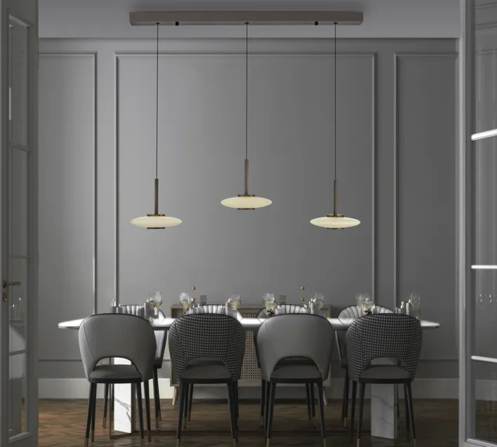 Paul Neuhaus LED Pendelleuchte E-POPUP 120 cm messingfarbig/braun