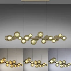 Paul Neuhaus LED Pendelleuchte E-POPUP 120 cm messingfarbig/braun