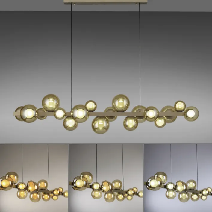 Paul Neuhaus LED Pendelleuchte E-POPUP 120 cm messingfarbig/braun