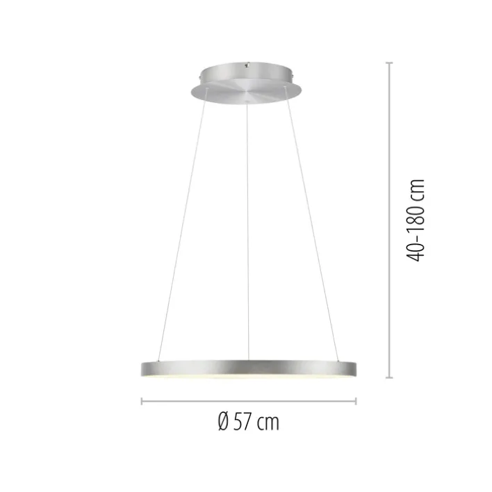 Paul Neuhaus LED Pendelleuchte HOOP 57 cm alu-/nickelfarbig