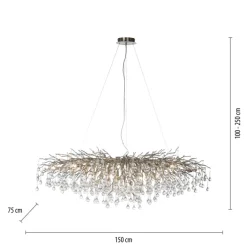 Paul Neuhaus Retrofit Kronleuchter ICICLE 150 x 75 cm stahlfarbig