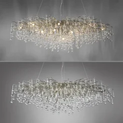 Paul Neuhaus Retrofit Kronleuchter ICICLE 150 x 75 cm stahlfarbig