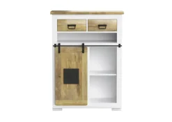 PHILL HILL Highboard LEWIS 90 x 130 x 45 cm Mango massiv/weiß/schwarz