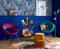 PHILL HILL Stuhl SCARLETT Metall goldfarbig/Samtbezug purpur lila