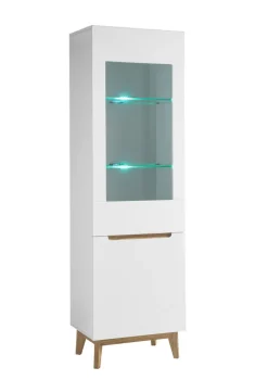 PHILL HILL Vitrine RIBE 59 x 193 x 40 cm Nachbildung weiß/Absetzung braun