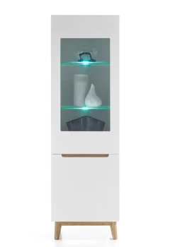 PHILL HILL Vitrine RIBE 59 x 193 x 40 cm Nachbildung weiß/Absetzung braun