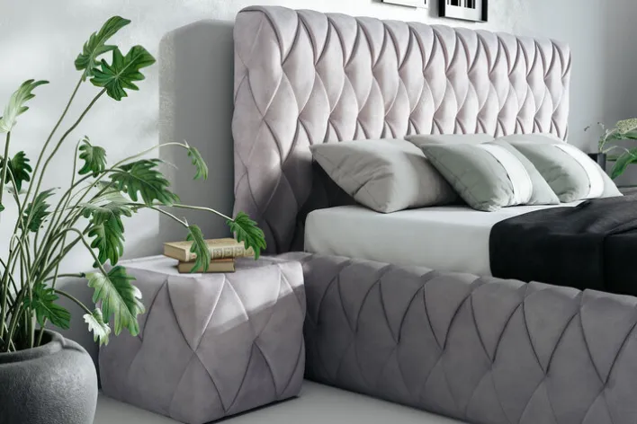 Polsterbett ADRIAN DELUXE silber 180 x 200 cm