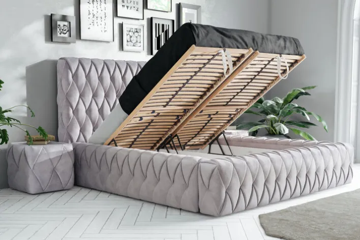 Polsterbett ADRIAN DELUXE silber 180 x 200 cm