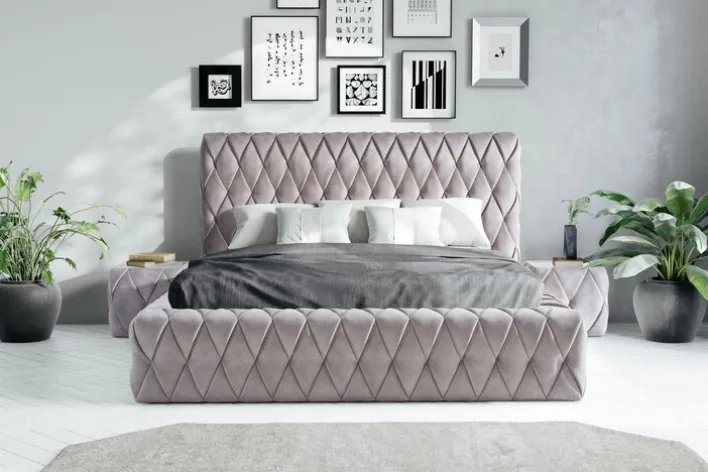 Polsterbett ADRIAN DELUXE silber 180 x 200 cm