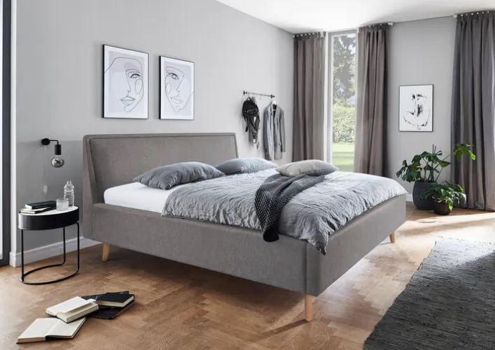 Polsterbett FRIEDA IIL 140 x 200 cm hellgrau