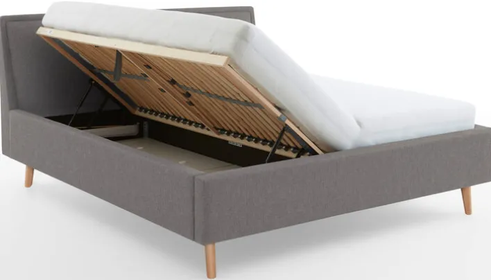 Polsterbett FRIEDA IIL 140 x 200 cm hellgrau