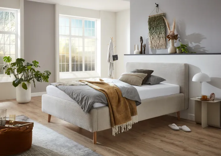 Polsterbett MATTIS 140 x 200 cm Cord beige