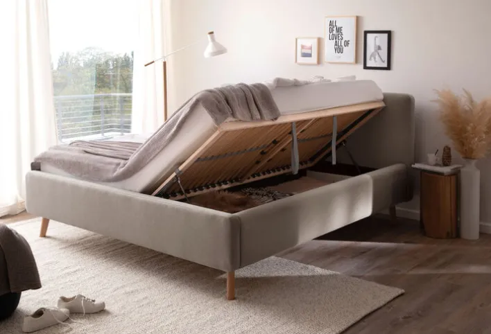 Polsterbett MATTIS 160 x 200 cm taupegrau