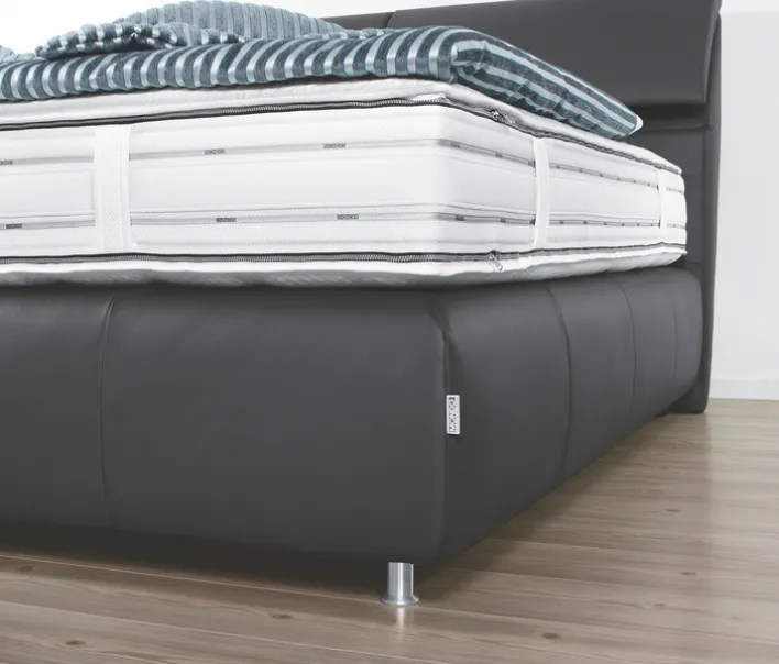 Polsterbett SUPREME COMFORT 180 x 200 cm Lederbezug schwarz