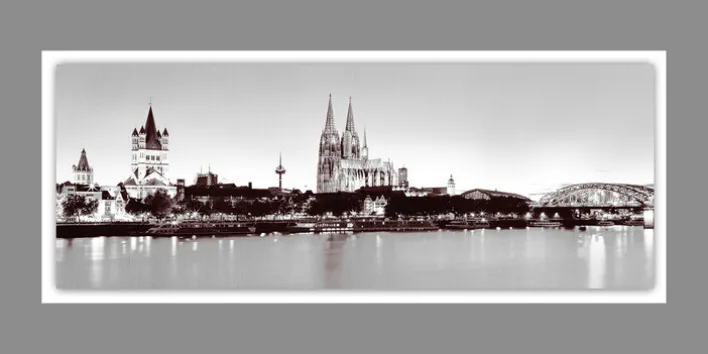 PRO ART Alu-Art Bild KÖLN SKYLINE 50 x 100 cm grau